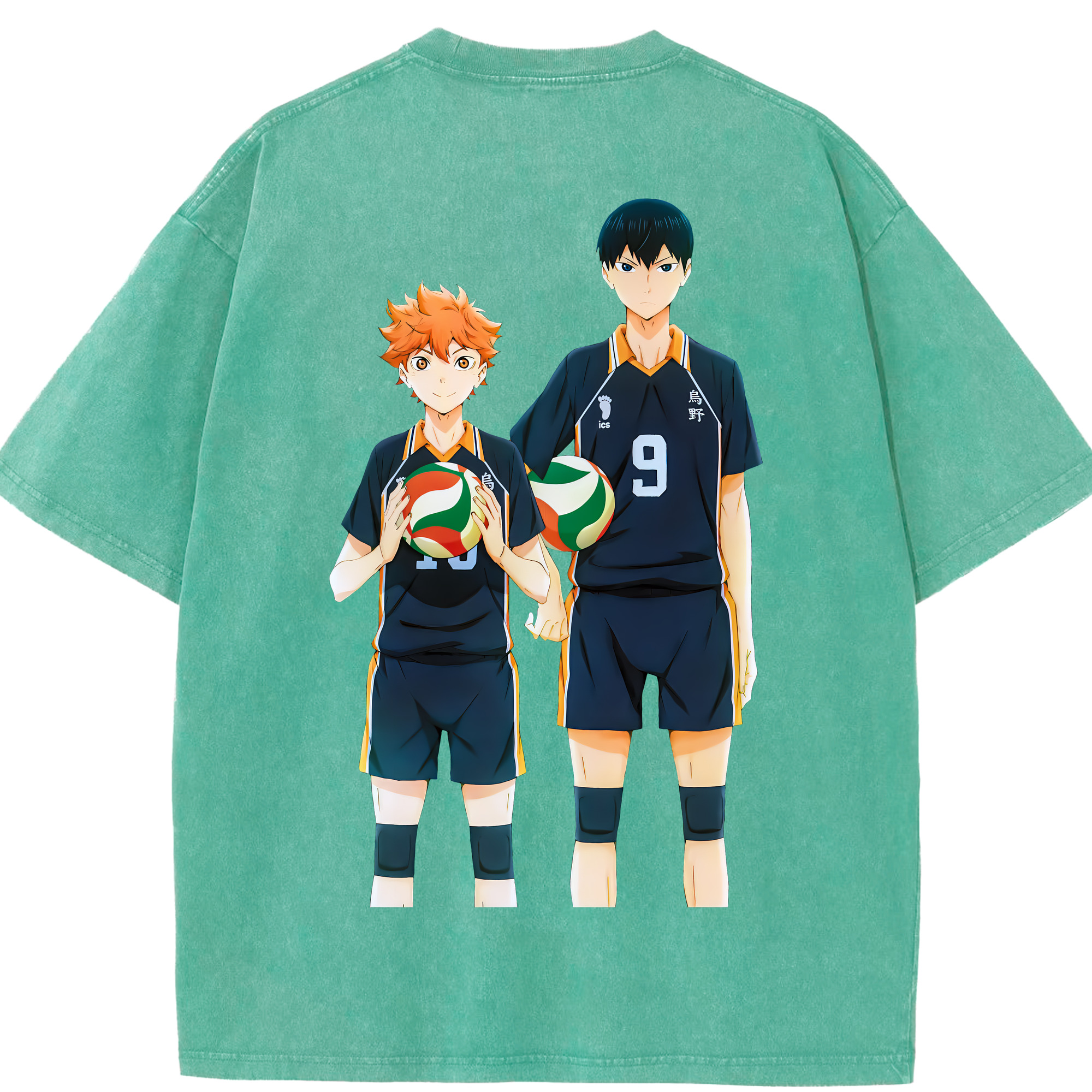 （画像用） ハイキュー!! Haikyu!! 綿100% ヴィンテージ風 半袖Tシャツ（背面プリント）